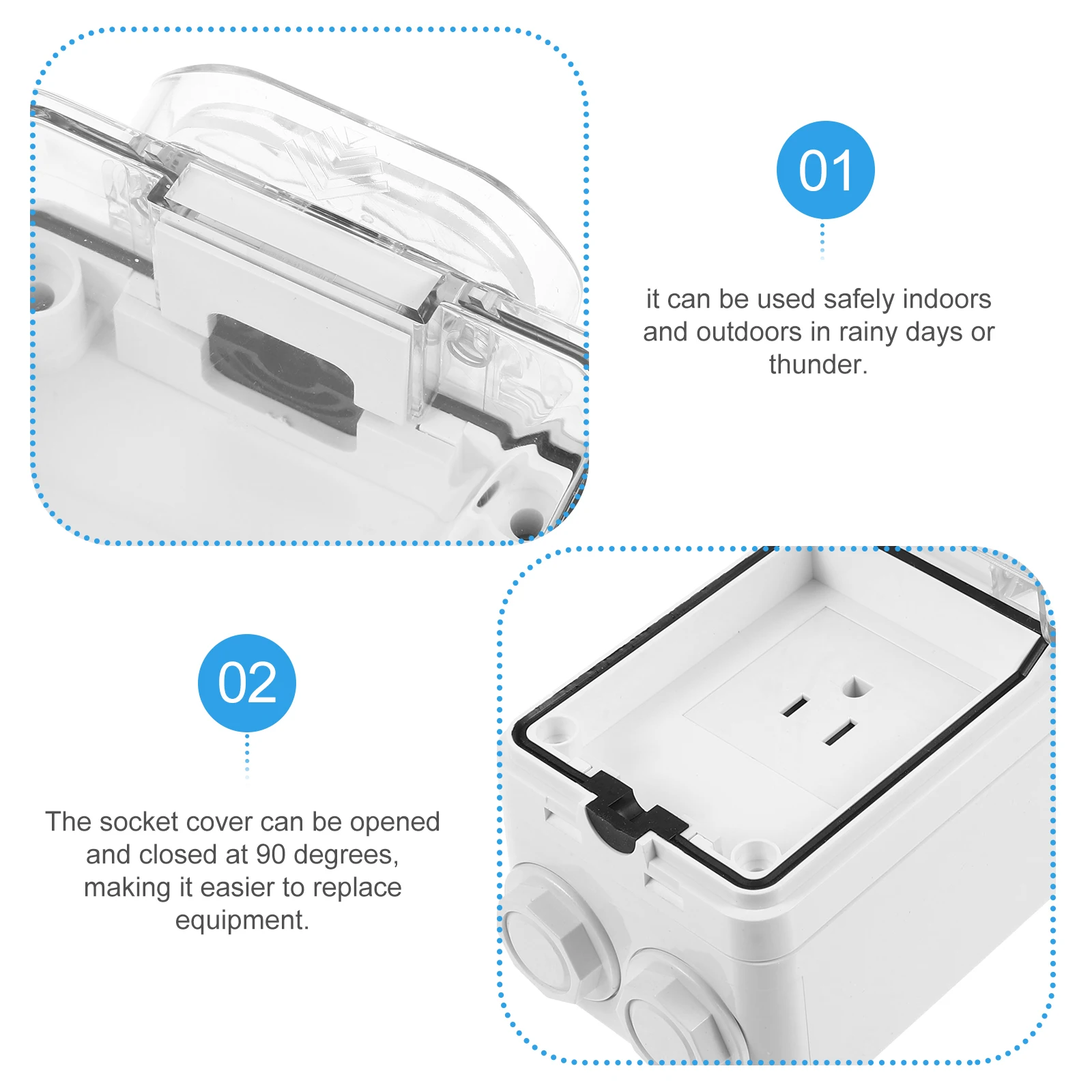 

Outdoor Waterproof Socket Protective Box Shock Resistant IP66 Outlet Cover PC Durable Non Deformable Bathroom Kitchen Garden