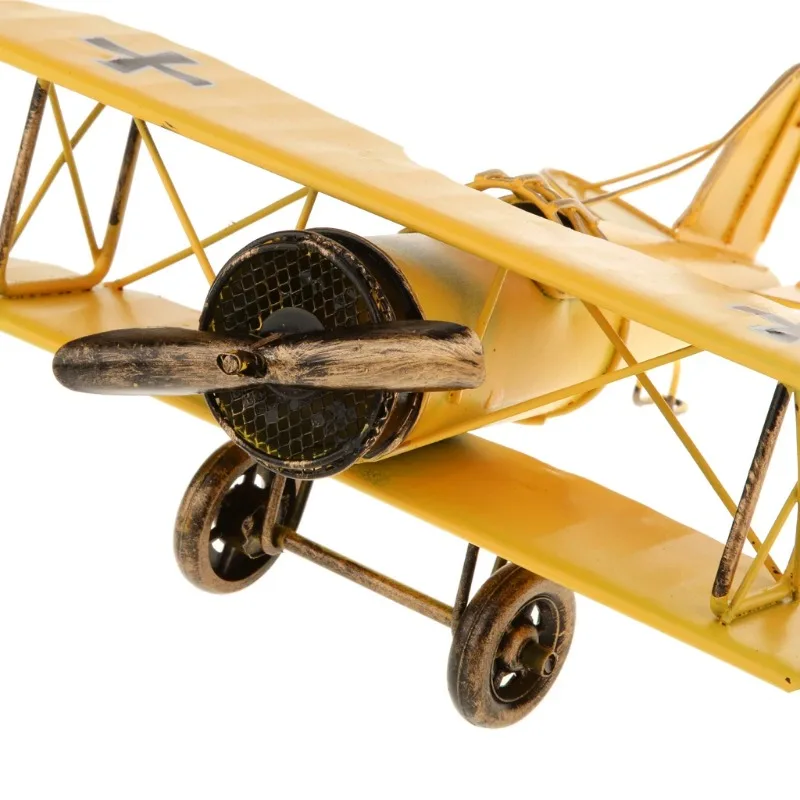 1Pc Vintage Metal Airplane Model Biplane Aircraft for Home Livingroom Decor Children Boys Preschoolers Outdoor Fun Toys