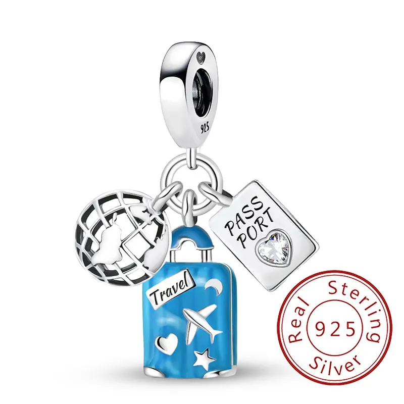 

Fit Pan 925, оригинальные браслеты, сумки для багажа, самолет, путешествия, серия Life, серебро 925, подвески, бусины, сделай сам, ювелирные изделия, подарок для женщин
