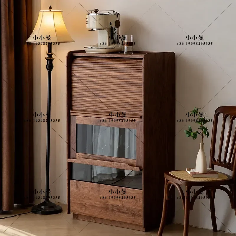 North American Black Walnut Solid Wood TV Cabinet Sideboard Chest Living Room Display Stand Multi Functional Storage Cabinet