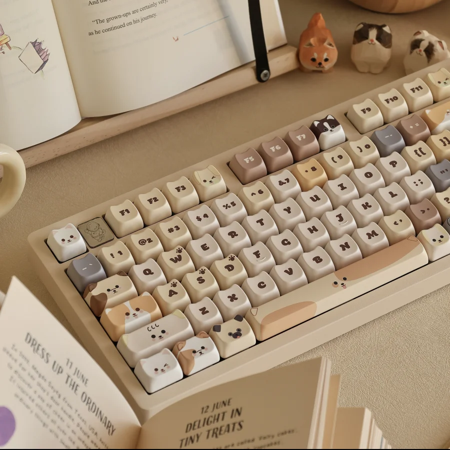 Dog stacked keycaps MAO highly sublimated process PBT material cat cute keycaps