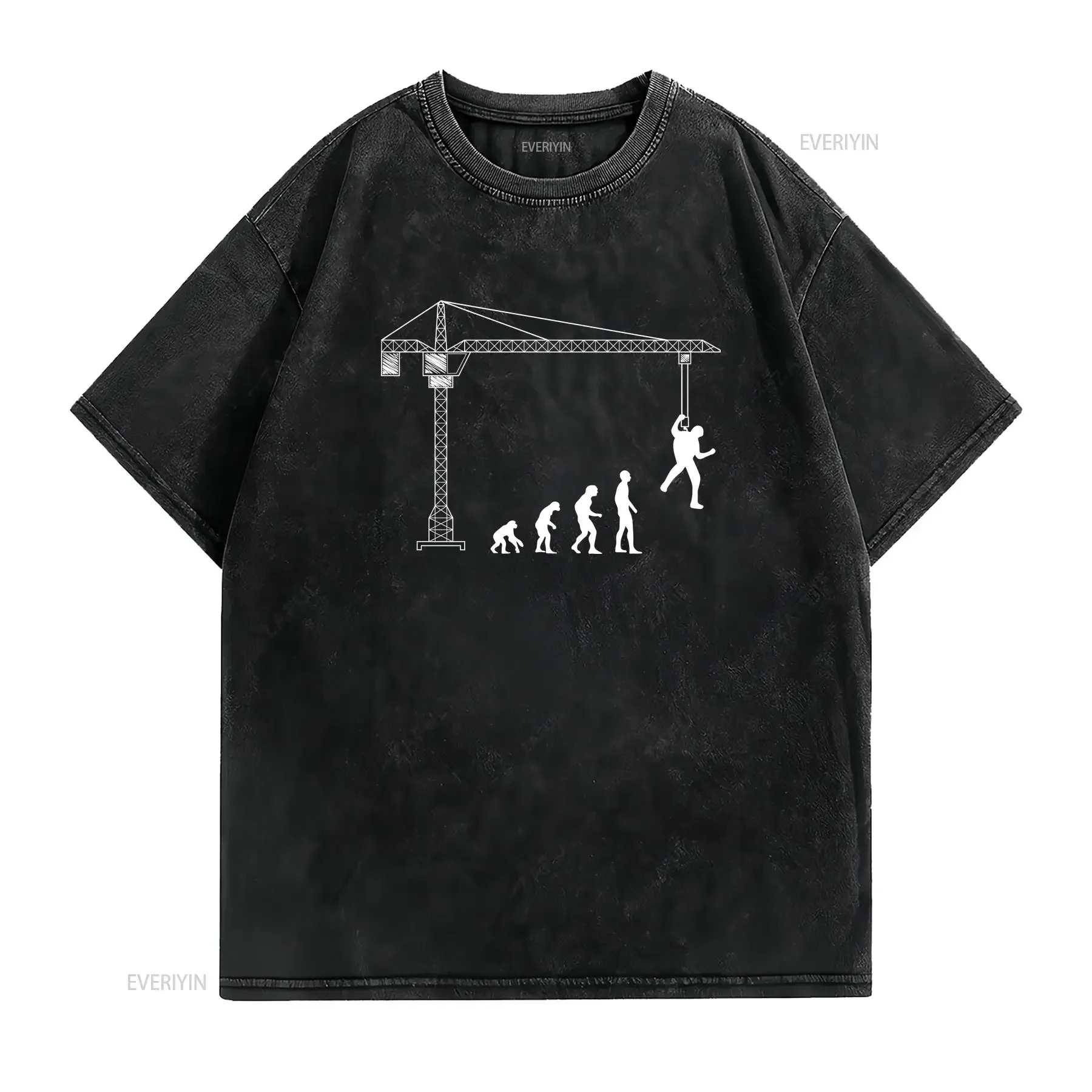 Crane Operator Evolution Driver Funny T Shirt Youth  vintage Washed Casual streetwear Stylish Breathable Soft Stretched graphic