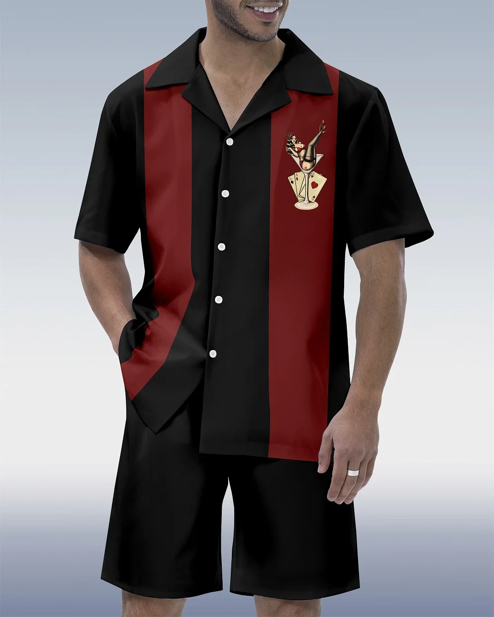 Summer  Men's Short-sleeved Shirt Sets Seaside Party Casual Men's Shirt Shorts Street Daily Fashion Striped Printed Men's Set