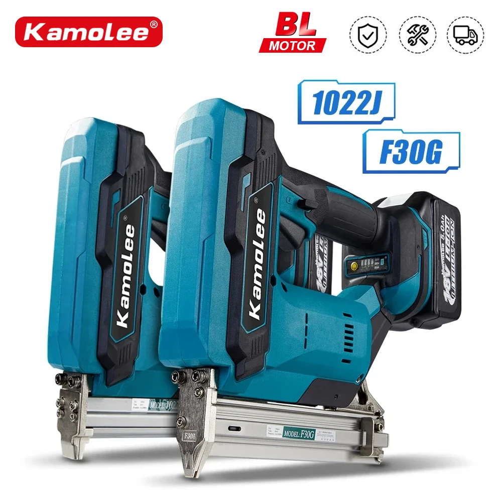 Kamolee Brushless F30G/1022J Electric Concrete Nail Gun Stapler Nailer Woodworking Lithium Battery For Makita