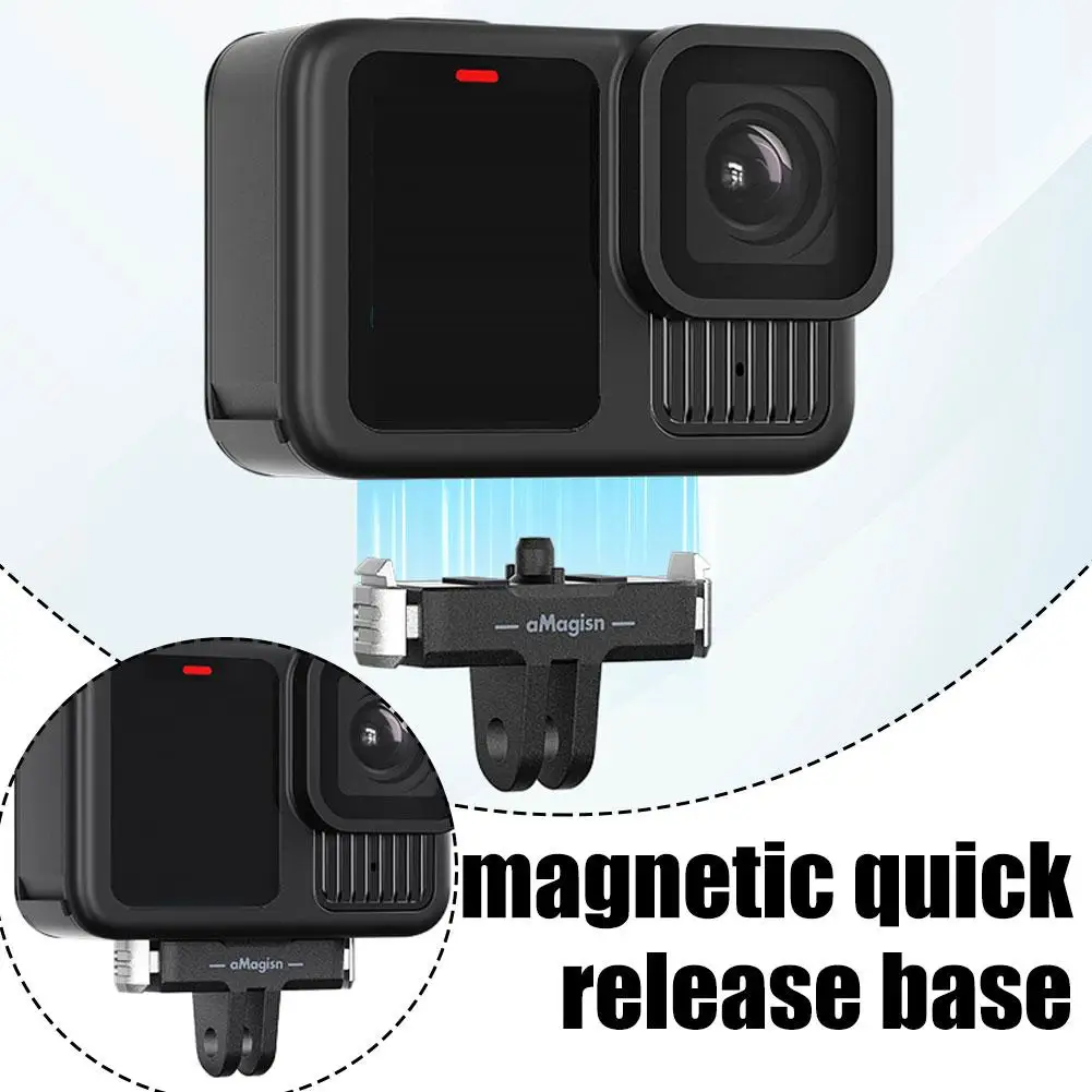 For 13 Black Magnetic Quick Release Base Mount Aluminum Alloy Extension Adapter Holder Bracket for GOPRO Hero 13 Accessory