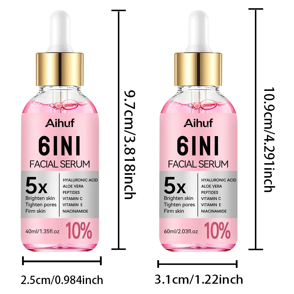 AIHUF 6IN1 Anti-Aging Serum with 5% Niacinamide Retinol Hyaluronic Acid Brightening Skin Tightening Pore Minimizing Moisturizing