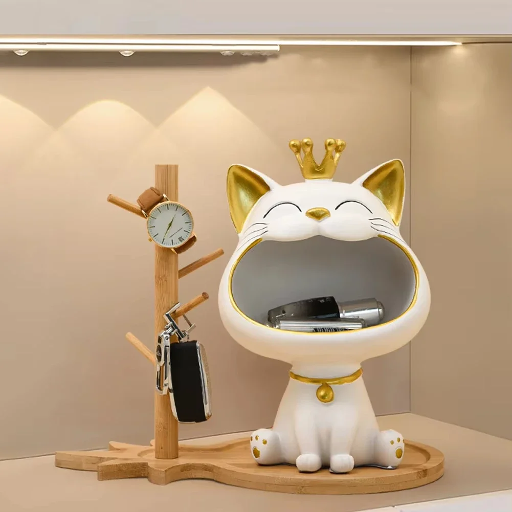 Fortune Cat Big Mouth Cat Entryway Key Storage vassoio di lusso ornamenti decorativi soggiorno TV Cabinet decorazioni organizzatori