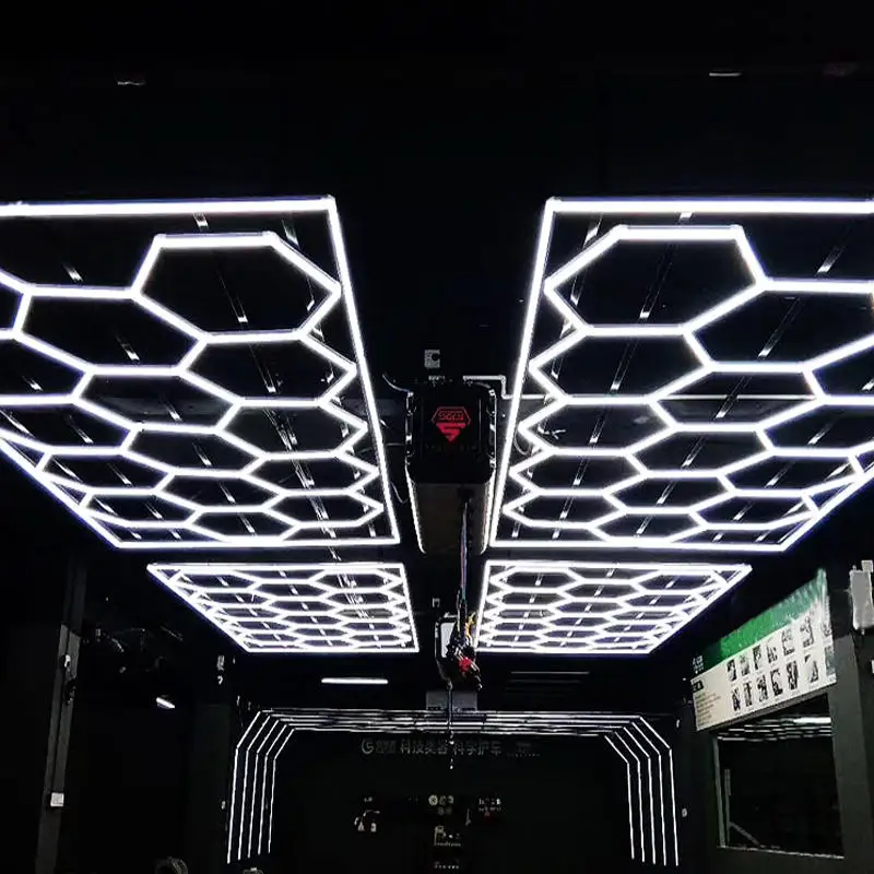 Hexagon Honeycomb Ceiling LED Lights, Hexagonal, Detailing Workshop, Car Shop and Garage, 2400x4800mm