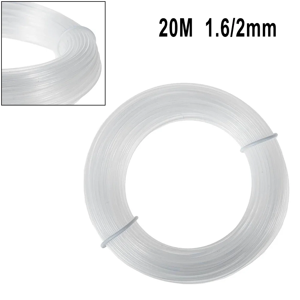 Garden Lawn Trimmer Line 20M Length 1.6mm/2.0mm Spare Nylon Line Trimmer Mowing Line White Replacement String Trimmer Parts
