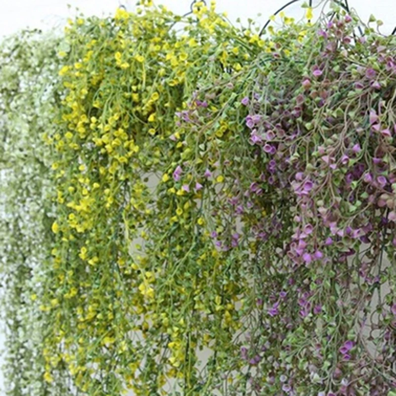 Home Artificial Rattans Wall Mounted Decorative Flowers Osier Plant Plastic Wicke Hanging Plant Vine Fake Greenery 80cm