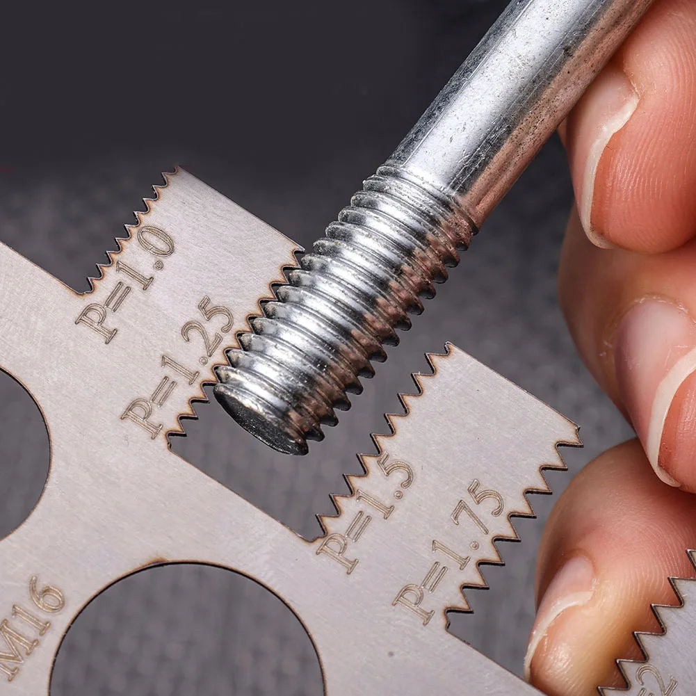 2 Pcs Screw Thread Pitch Gauge Ruler Measuring Tool Bolt Nut Metric Stainless Steel Screw Cutting Gauge Angle Model Measuring