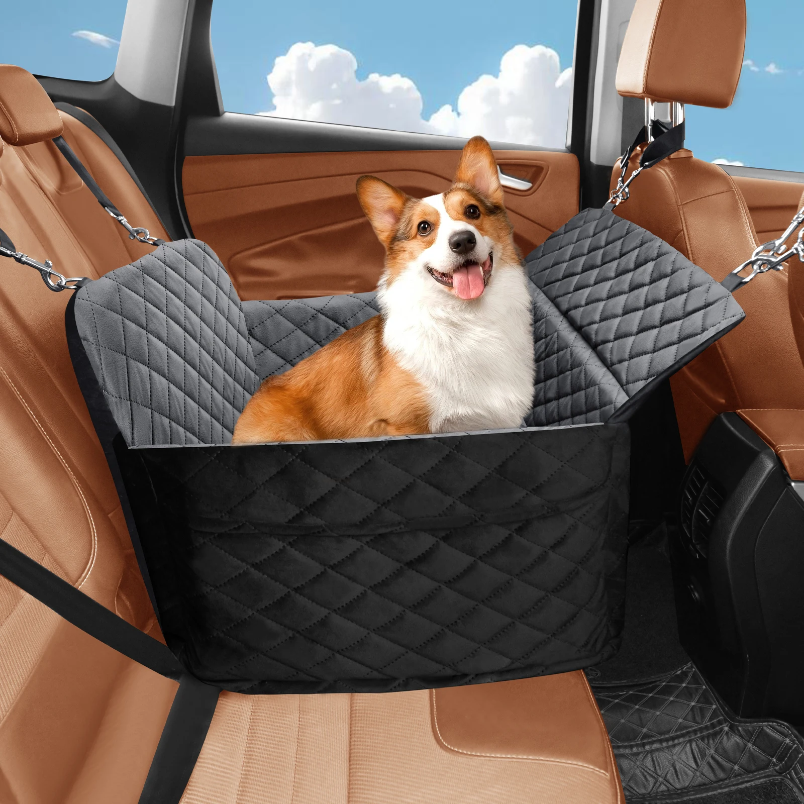 

Portable Detachable Washable Pet Bed Dog Car Seat Thick Safe Comfortable Car Seat for Dogs