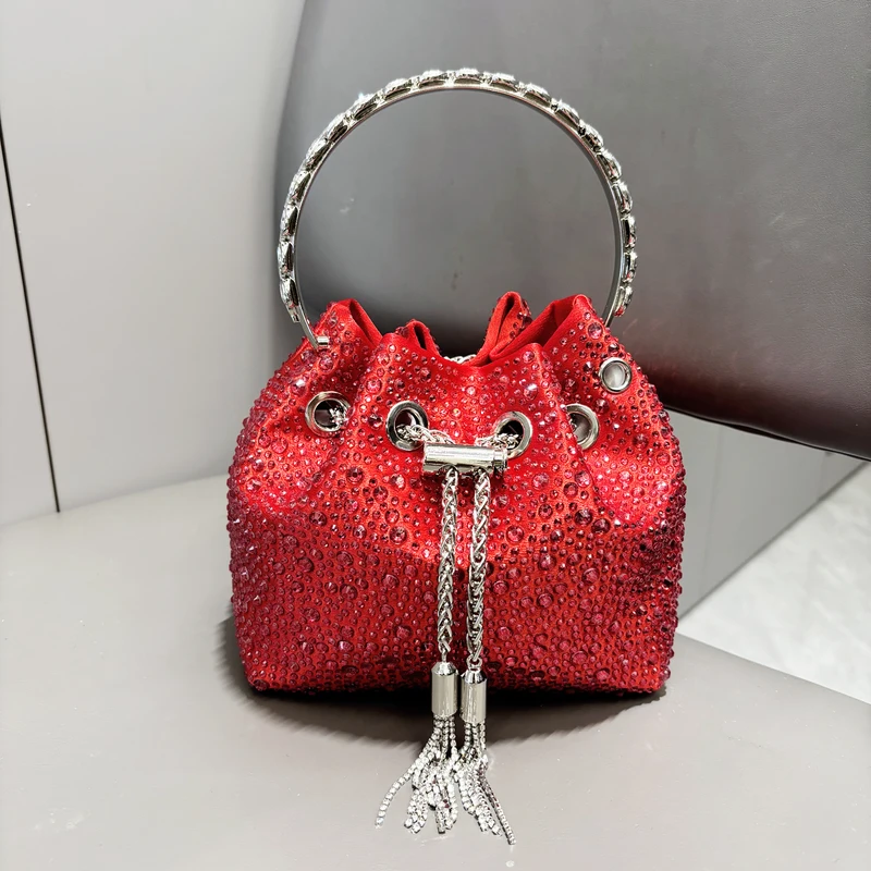 Bolsa de embreagem balde com strass cristal brilhante para noite — foto 3