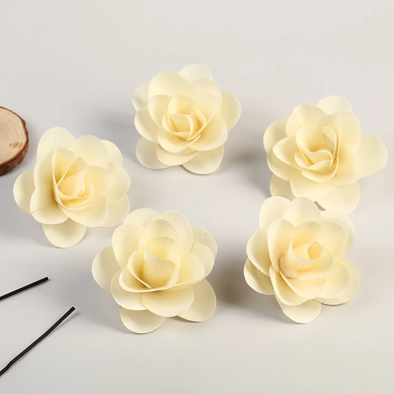 

10 шт. кремово-белые деревянные тростниковые палочки из волокна камелии, 3D-диффузор для цветов, предметы домашнего декора отеля, сушеные цветы