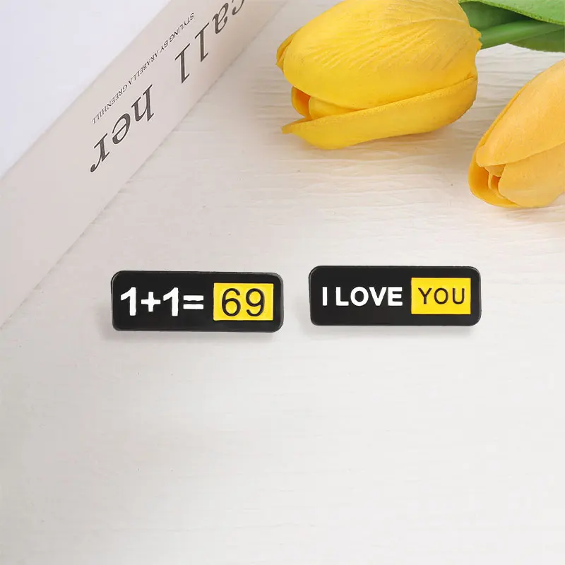 Good Girl Good Boy Emaille-Anstecknadel 1+1=69 Gleichung & Ich Liebe Dich Brosche Taschen-Abzeichen Valentinstag Schmuck Geschenk für Paare Beste Freunde – Detail 6