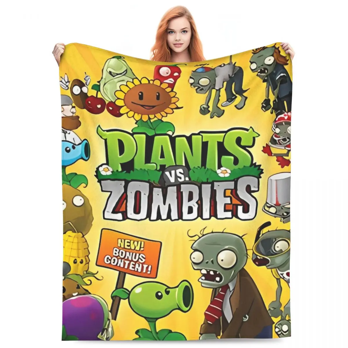 Soft Warm Blanket Camping Game P-Plants-vs-Zombie Throw Blanket Flannel Bedspread For Couch Chair Sofa Bed Fluffy Sofa Bed Cover