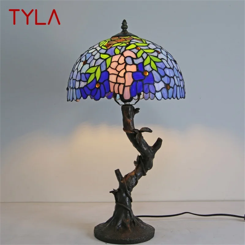 TYLA Tiffany Table Lamp Modern  Creative Decorative Pattern Figure LED Light For Home Bedroom
