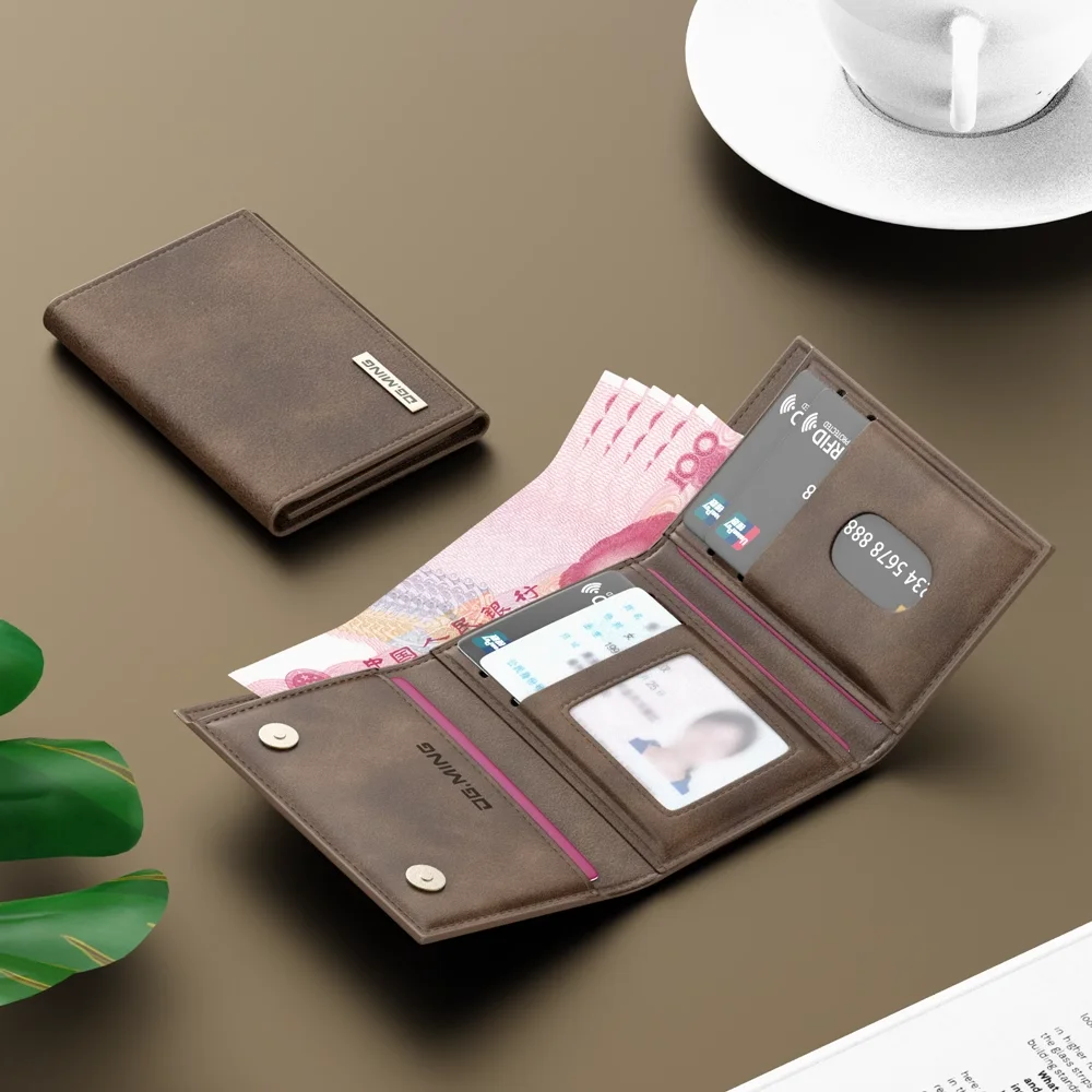 

Новый мужской кошелек 2026 года: простой, кожаный, легкий, с защитой от размагничивания, деловой, короткий дизайн, мягкая поверхность, однотонный, молодежный