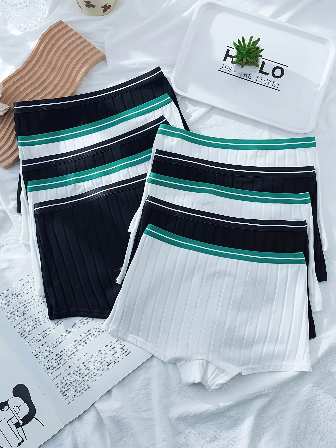 주름진 원단을 사용한 10피스 혼합 색상 여성용 순면 브리프, 가을과 겨울을 위한 새로운 편안한 속옷