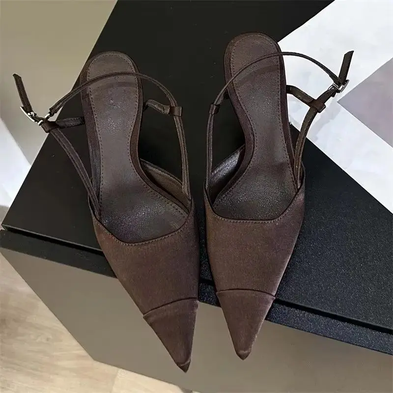 Eilyken Spring Buckle Strap Women Pumps Sandals Fashion Shallow Thin Heels Pointed Toe Slingback Mules Tacones Mujer