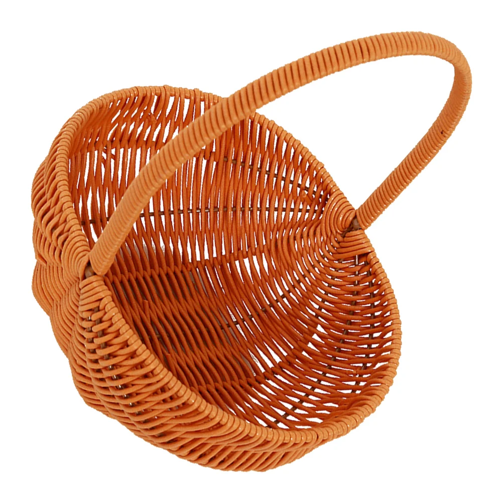 

Handwoven Vintage Picnic Basket Watermelon Design Creative Handmade Rattan Like Material Rustic Storage Basket