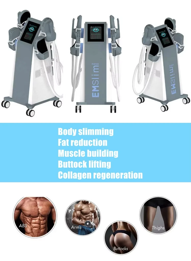 جديد 2025 Emslim Nova Aesthetics Emt آلة التخسيس Rf 4 مقابض نحت الجسم العضلات Emslim Neo مع Rf حرق الدهون الصالة الرياضية استخدام