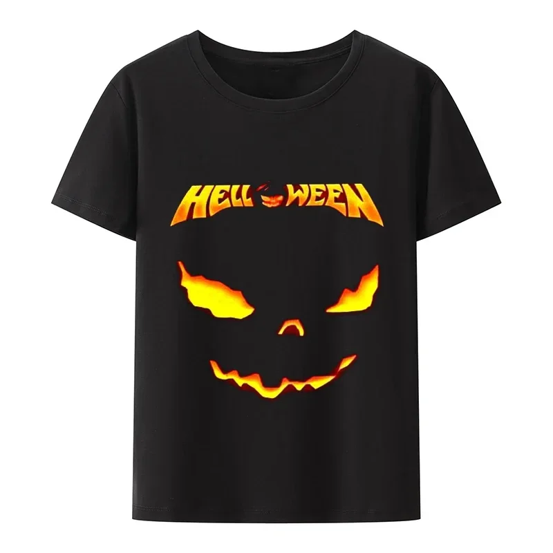 cool HELLOWEEN'S Anime T Thirt Vintage Helloween Concert Rock Band Black T-shirt Band Pumpkins Tshirt Loose  Kawaii Clothes