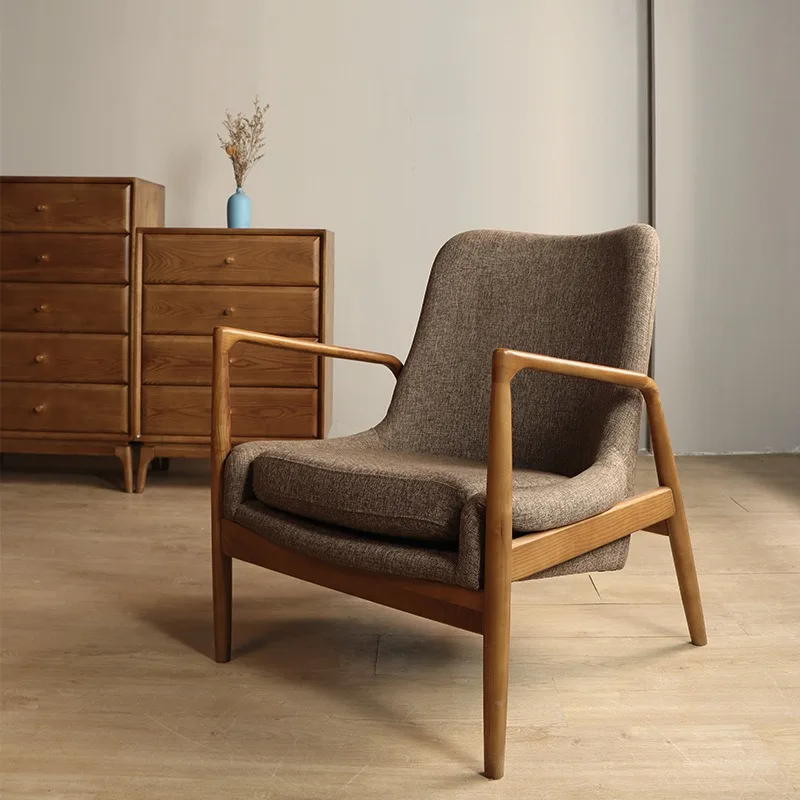

Dining room solid wood dining chair, casual coffee chair, fashion desk chair, small apartment living room lazy chair