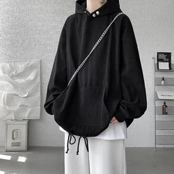 Harajuku Moda Standı Yaka Hoodie Erkekler 2024 Bahar Yeni Kahve Kazak Yüksek Kaliteli Baggy Streetweed Erkek Kapşonlu Kapüşonlular