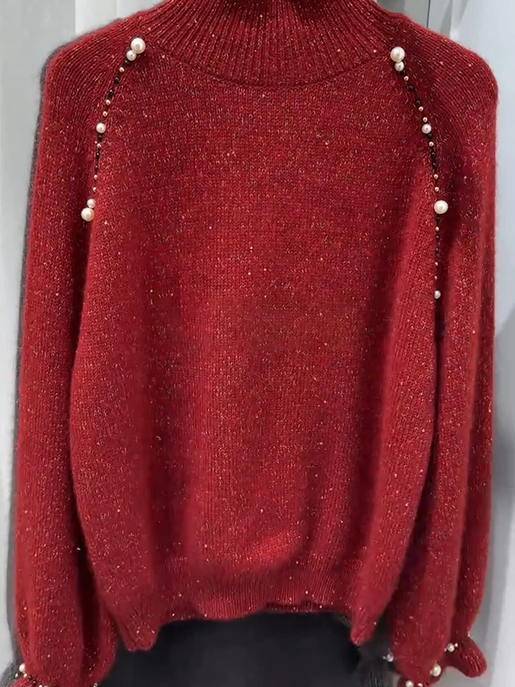 

Ele Knitted Sweater Trendy Cisas New Year Sve Bundling Faionable Large Size Camere round Ne Long Sve Top