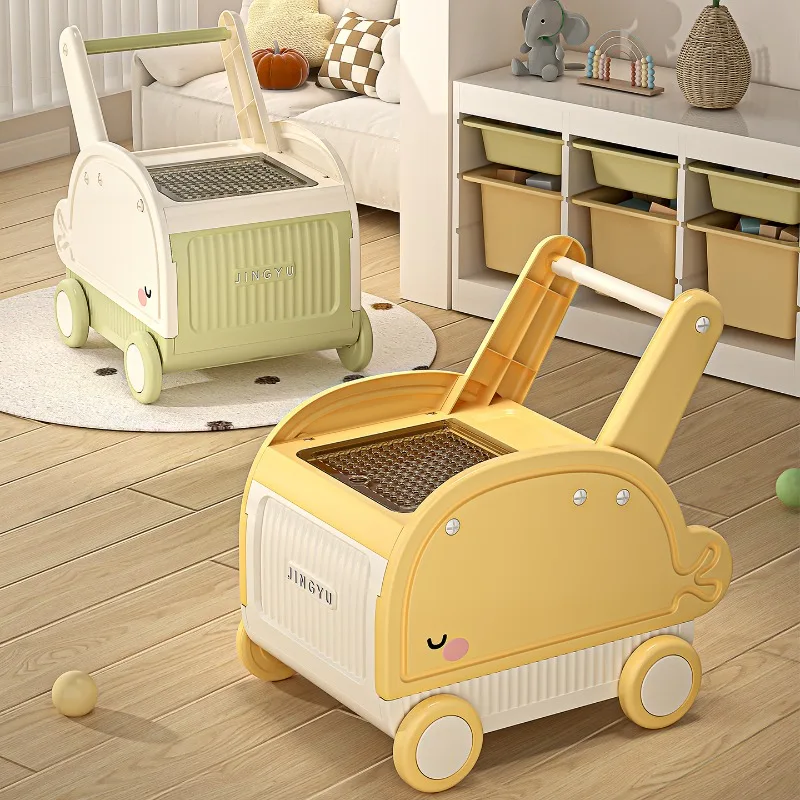 Baby walking stroller for home multifunctional children's snacks and toy storage boxes, cute baby walking stroller