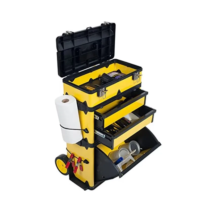 GD2096 Customized color hard plastic trolley stackable toolcase with wheels tool storage box with drawers