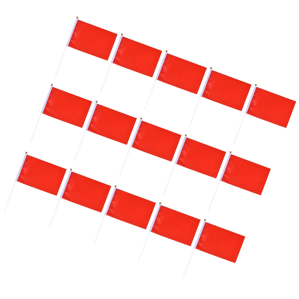 

25 Pcs Hand-crank Square Flag Plain Flags Blank Waving Party Celebration Held Small Banner Stick Banners