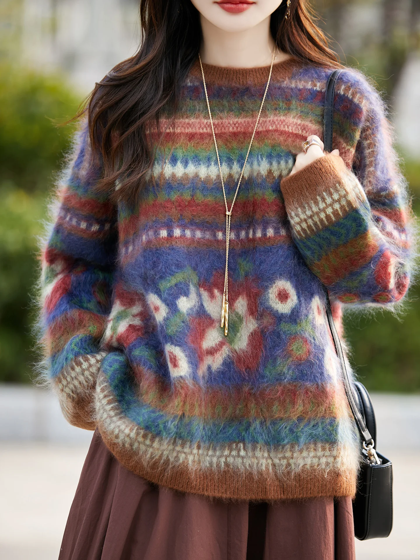 New Women's 100% Brushed Wool Sweater Thick Winter Female Knitwear Cozy Pullover Long Sleeve Clothing Tops Cashmere Blouse Coat
