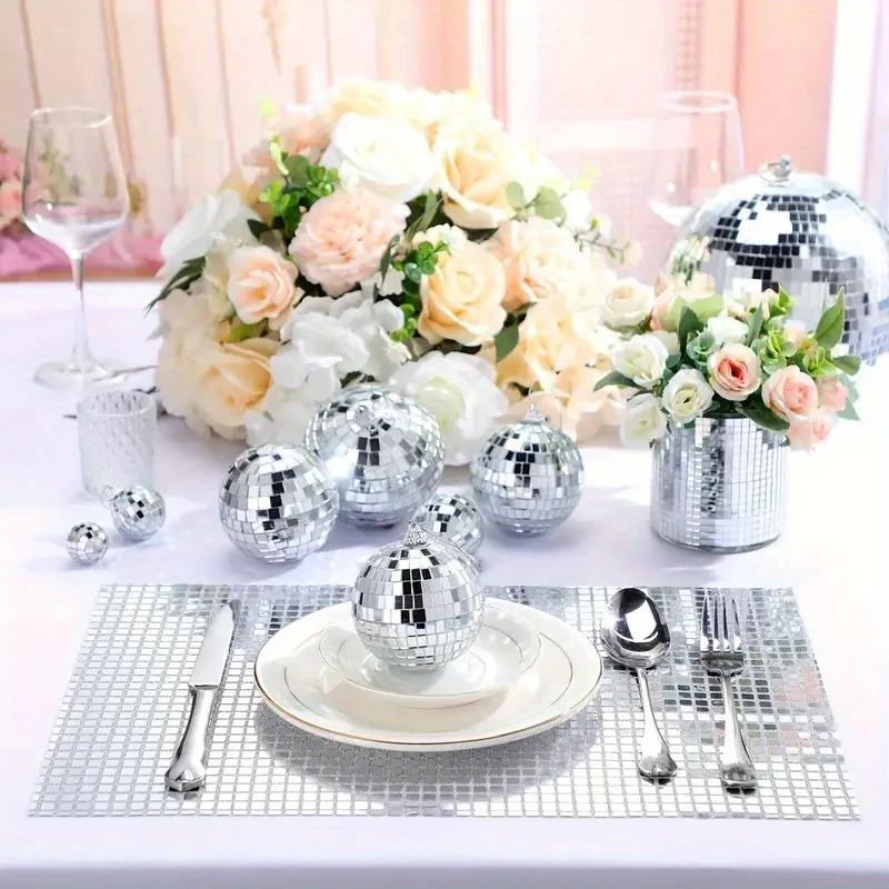 Disco Party Mirror Placemat Halloween Dance Wedding Banquet Birthday Decoration Party Supplies Holiday Supplies Table Decoration