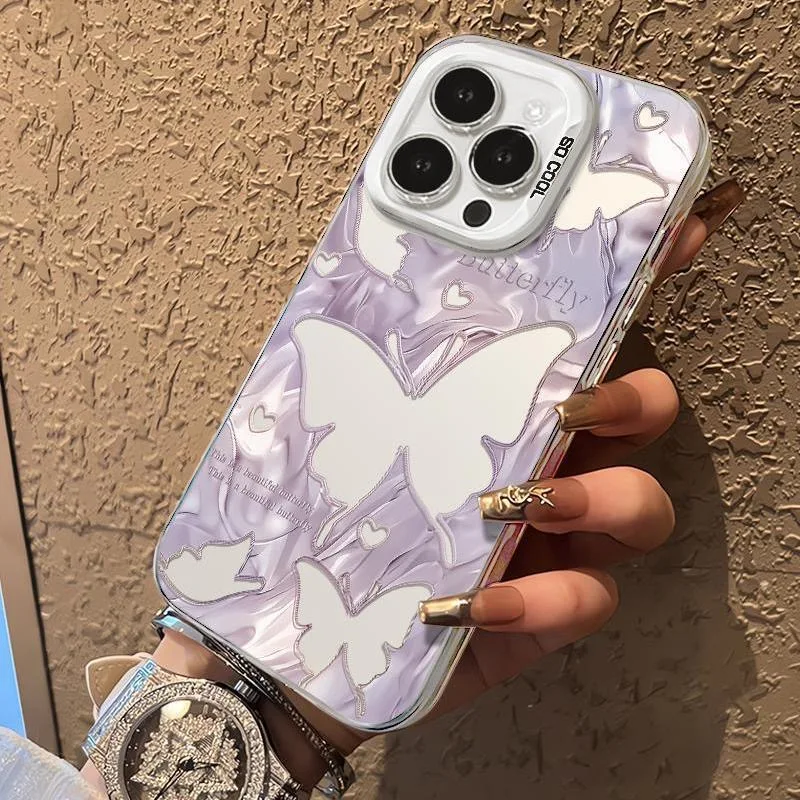 

Butterfly phone case for iphone 17 pro max 16 15 plus 14 13 11 camera protection shockproof silicone cover for iphone 12 shell