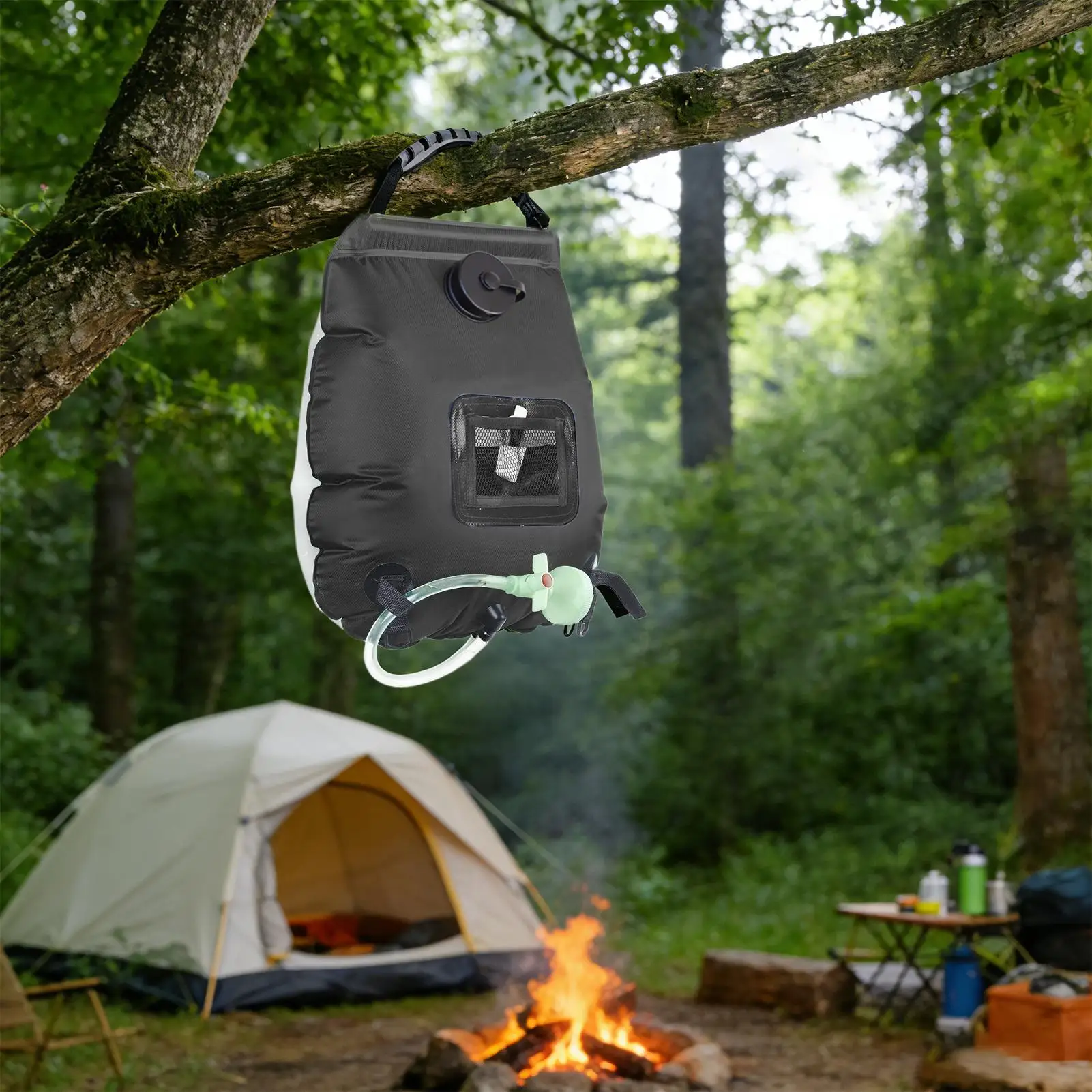 

Портативный душ для кемпинга, 5 галлонов/20 л, солнечный, съемный, с душевой лейкой и шлангом, портативная сумка для душа для использования на открытом воздухе