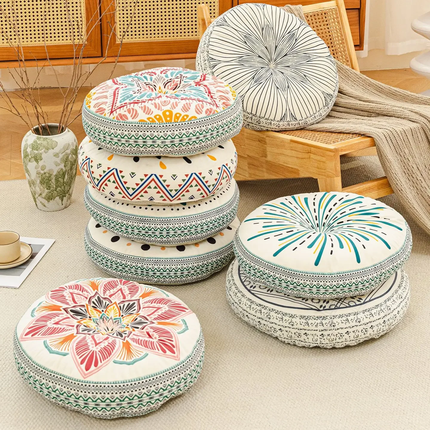 Thickened Living Room Sofa Cushion Home Rattan Chair Bed & Breakfast Tatami Multi-Functional Futon Seat Cushion Non-Slip Durable