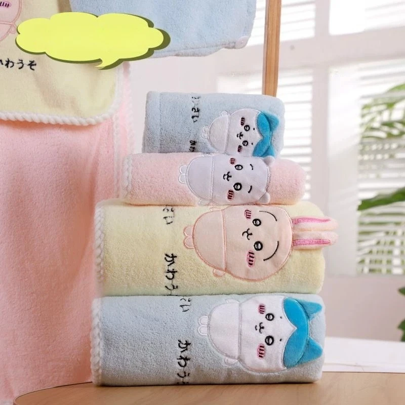Chiikawa Hachiware Usagi Kawaii Anime Cartoon Thicken Bath Towel Towel Dry Hair Cap Absorb Water Boys Girls Simple Comfortable