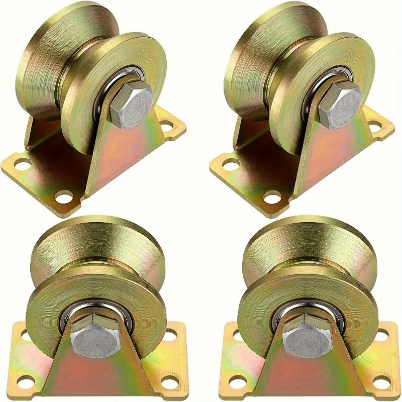 4pcs Track Pulley Sliding Door V Groove Wheel Heavy Duty Cable Pulley Bearing Sliding Door Bearing Roller Door Window Hardware ﻿