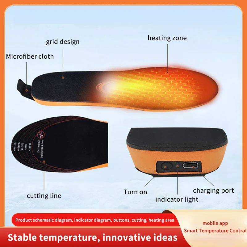 

Стельки для обуви с USB-подогревом, электрические подушечки для обуви с подогревом, моющиеся перезаряжаемые грелки для ног, стельки с электрическим подогревом для катания на лыжах, пешего туризма