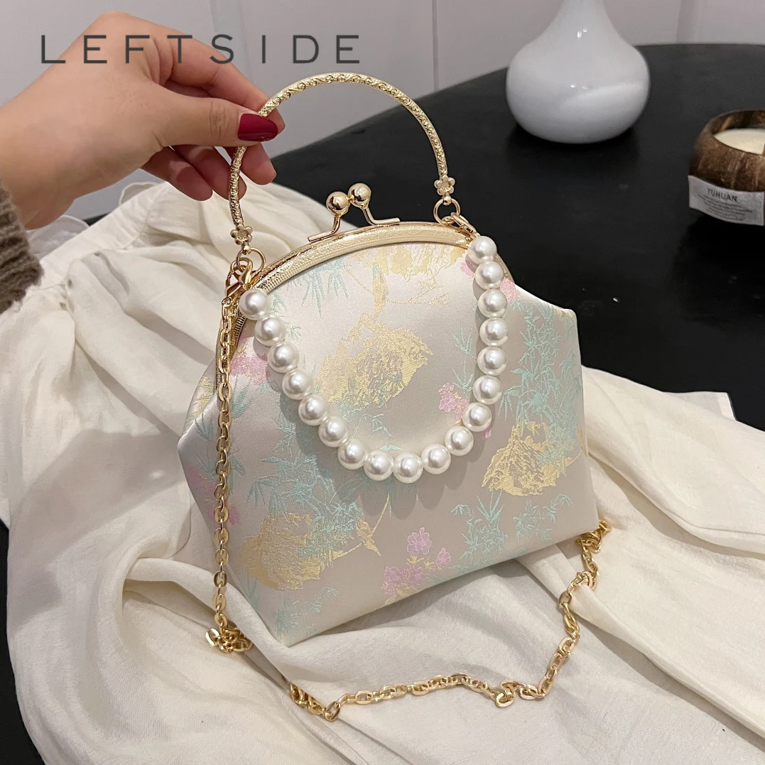 

Левая сторона, сумки через плечо в китайском стиле с вышивкой из бисера для женщин, 2021, новые сумки на ремне с цепочкой, женские сумки с короткой ручкой