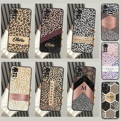 Custom Initials Leopard Rose Gold Name Phone Case For Xiaomi Redmi Note 12 11 10 Pro 10S 11S 8T Redmi 10C 10A 10 12C 9C Funda