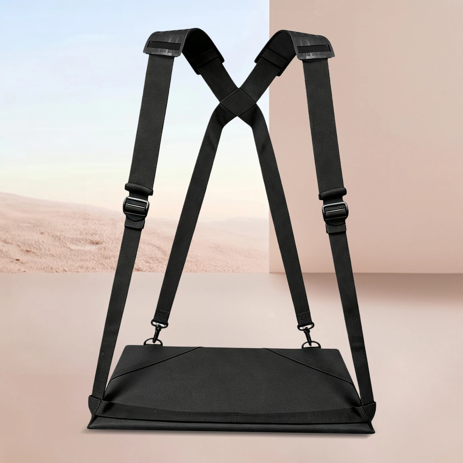 Portable Walking Laptop Strap Hands-Free Standing Desk Ergonomic Shoulder Harness Adjustable Oxford Cloth Tray 16 Inch