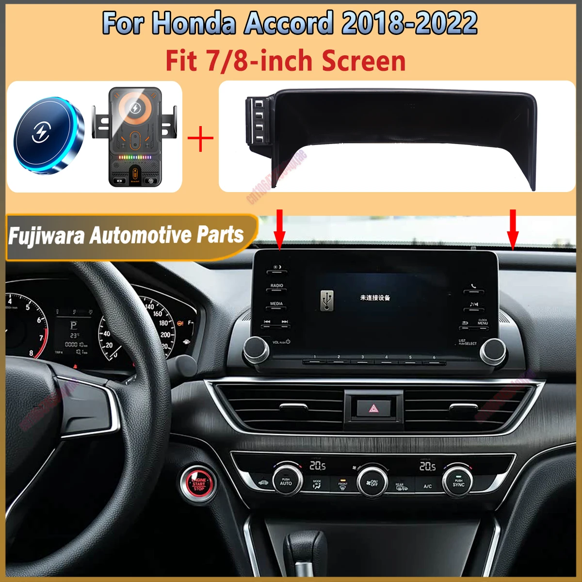 For Honda Accord 10th Gen 2018-2022 Car Phone Screen Holder Magnetic Wireless Charging For Screen Car phone Mount