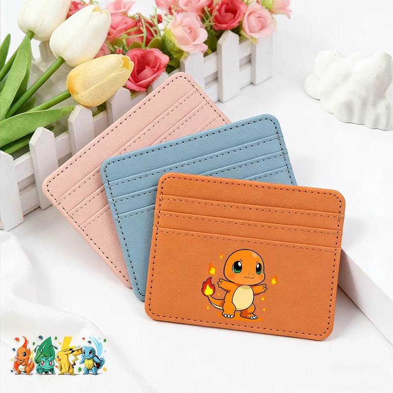 

Cute Pokemons Game Man Boys Girl Anime Multi Slot Pu Leather Id Card Holder Front Pocket Portable Kids Paper Currency Coin Purse