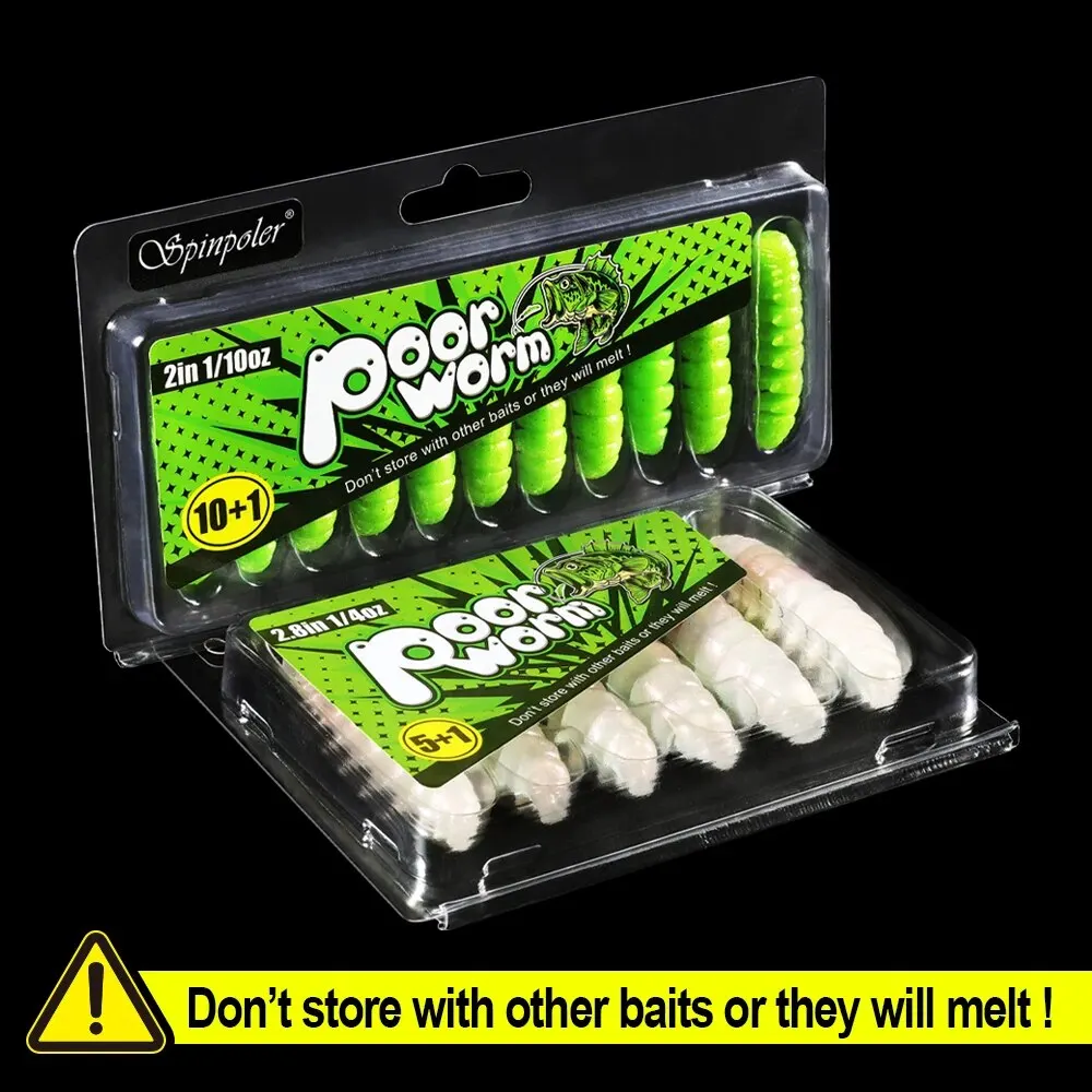 Spinpoler Poor Worm Soft Bait TPR Segement Body Floating Freshwater Saltwater Bass Trout River Sea Dropshot Ned Fishing Tackle image 4