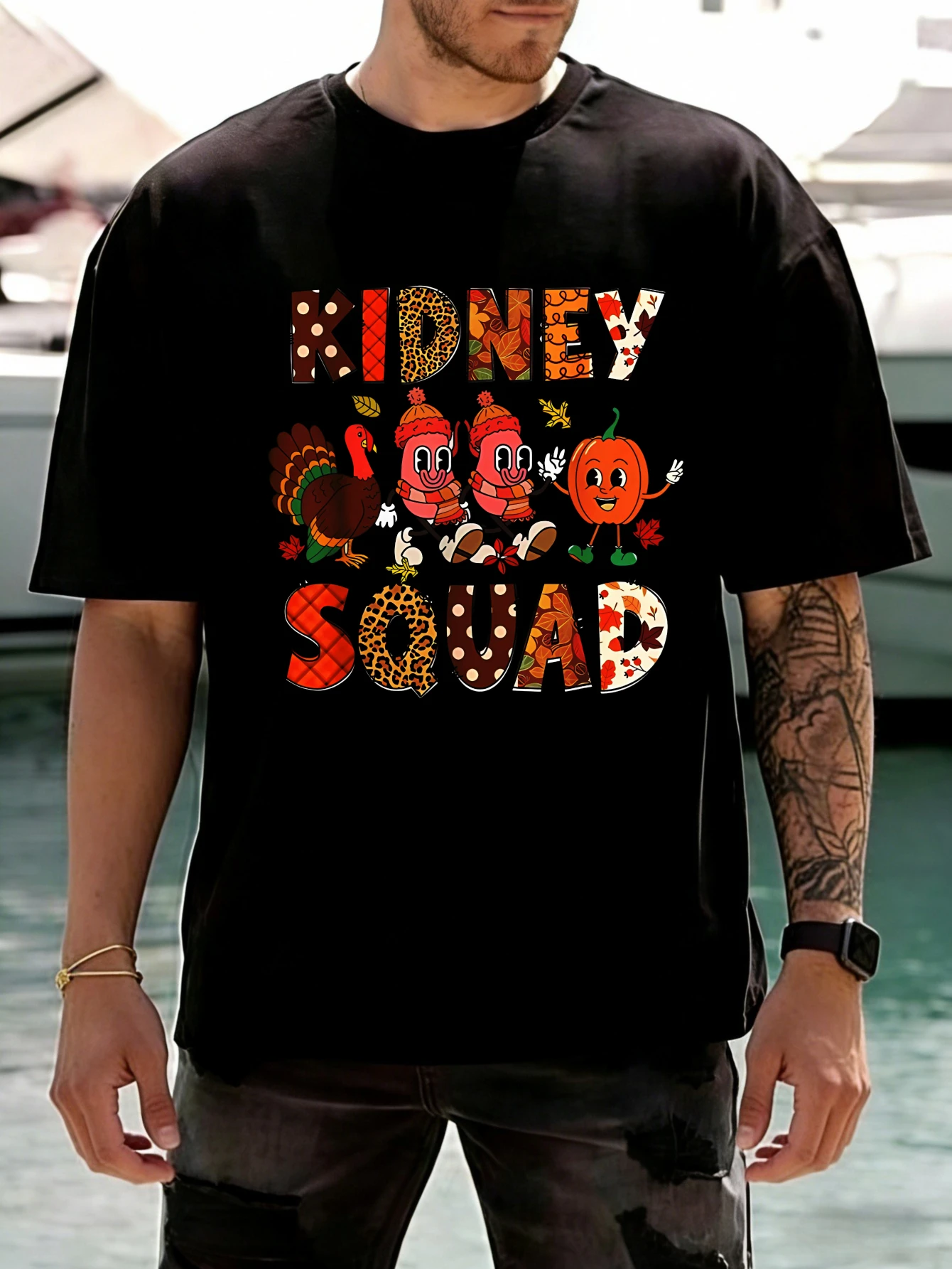 

Mens Oversized Cotton Funny Honey Squad Graphic Printed Short Sleeve Summer Casual T Shirt