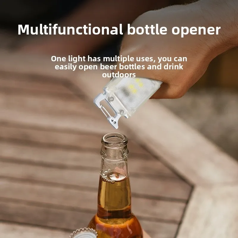Senter Gantungan Kunci LED Isi Ulang - Pembuka Botol Magnetik Super Terang, Lampu Fluoresen Klip Topi Dua Cahaya