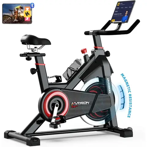 Exercise Bike 400 lbs Capacity, Magnetic Stationary Bikes for Home Gym with Bluetooth & Tablet Holder & Comfortable Seat Cushion